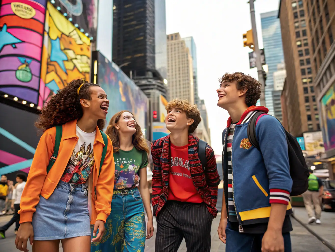 A group of teenagers wearing grunge fashion in the 1990s.